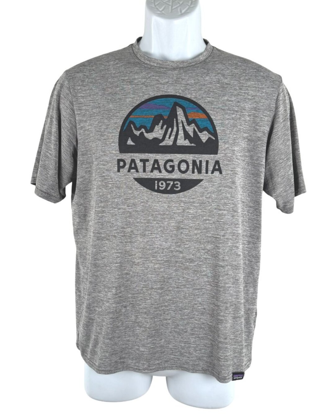 Patagonia Capilene Cool Daily Graphic Shirt Mens Small Gray Short Sleeve TP-4022